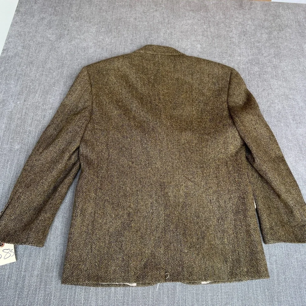 Today's Man Blazer Jacket Mens 38S Brown Lambs Wool Tweed Single Breasted Career